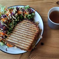 Vegan Croque Toast with Tofu at Équilibres Cafe in Lyon