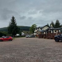 Outside the pub, coming from the Tyndrum lodges at The Tyndrum Inn in Crianlarich
