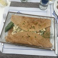 Buckwheat Crepe with Mushrooms, Spinach, Basil, Dill & Soy Cream - DELICIOUS   at Advans in Tenerife