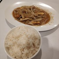 Chilli lemongrass seitan and tofu and large bowl of rice. Very tasty. at Hoa Tam in Gilles Plains