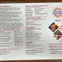 To-go menu   at Allan's Falafel in Chester