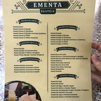 Menu dos pastéis  at Lanchonete A Casa in Barreiro