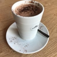 Vegan hot chocolate with soy milk (they also have oat milk)  at Café June in Hamburg