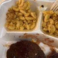 Brisket plate with two sides (bread and salad isn’t shown) - I forgot to take a picture before eating but 10/10 great meal at Planet Vegan in Houston