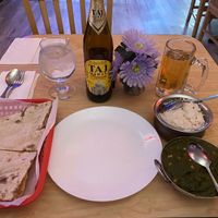 Chole Saag (made vegan) with Roti and Basmati Ricee  at Globe Indian Cuisine in Topeka