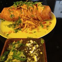Chimichangas from the front view at Casa Del Vegano in Dallas