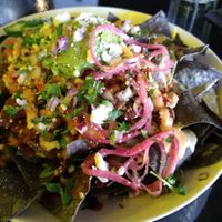 Large amount of nachos which were excellent at Casa Del Vegano in Dallas