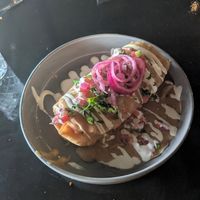 Chickn and rice chimi at Casa Del Vegano in Dallas