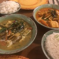 Green and red curry  at Rosa's Thai Cafe in West London