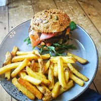 Burger with fries at Burgeria in Aachen