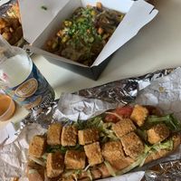 Poboy and chili fries all vegan!! at Goldies  in Gainesville