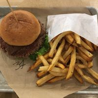 California Dream Burger from the Plant-Based menu. Lots of melty cheese. Vegan bacon added a smoky flavor. at Burger Burger in Bloomington