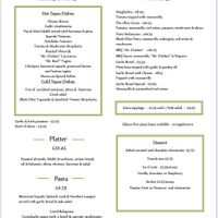 Vegan menu at Olive Grove Bistro in Worksop