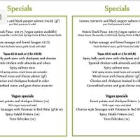 Vegan specials at Olive Grove Bistro in Worksop