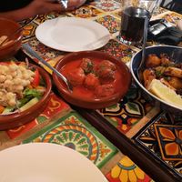 Vegan meatballs, coronation chickpeas and Spanish potato at Olive Grove Bistro in Worksop