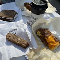 lemon poppy cake, breakfast bar and two vegan deluxe croissants at Gregory's Coffee - 33rd in New York City
