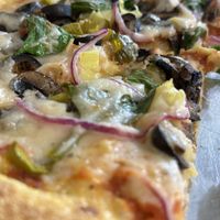 Veggie lover pizza 🍕 with vegan cheesee  at Mancos Brewing Company in Mancos