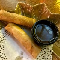 Homemade spring rolls  Ate 2 before taking photo!  at Lemongrass in New Paltz