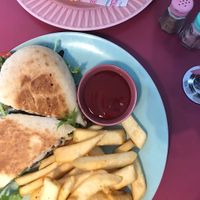 veg toastie and chips :) at The Wayzgoose Diner in Leura