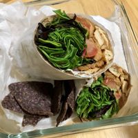Special order: vegan chick’n Caesar wrap with tempeh bacon. Really good! at Fresh Start Organic Eatery in Astoria
