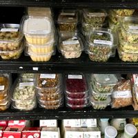 Vegan sides: Rainbow Coleslaw, hummus, Wild Rice Pilaf, Couscous Salad, Golden Veggie Treat (yum!), Sweet & Sour Seitan, Curry Quinoa, and more at Fresh Start Organic Eatery in Astoria