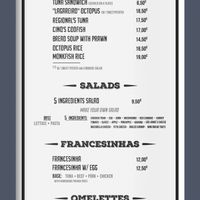 Menu at Caffe 5 in Pico