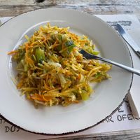 Vegetarian Abras made vegan without the egg at Caffe 5 in Pico