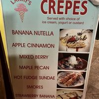crepes available all day at Larry's Ice Cream & Gelatos in St Pete Beach