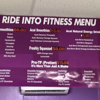 Smoothie menu   at Ride into Fitness Studio in St Croix