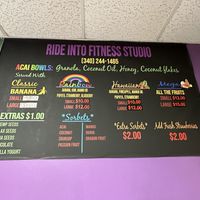 Açaí menu  at Ride into Fitness Studio in St Croix