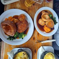 The Big yorkshire was veggie, the two smaller ones were vegan. Lots of vegan Cider and beer options too! at Nora's Kitchen - Pop Up in Manchester