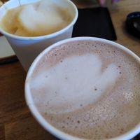 Hot chocolate and decaf oat latte (Jan 2022) at Barleys in Hull