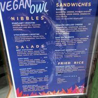 Vegan menu at The Blue Owl in Santa Barbara