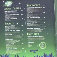 Vegan menu  at The Blue Owl in Santa Barbara