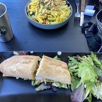 Bahn mi sandwich and mango salad  at The Blue Owl in Santa Barbara