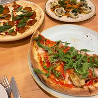 artichoke pizza / picante pizza / chestnut stuffed ravioli at Chutnej in Prague