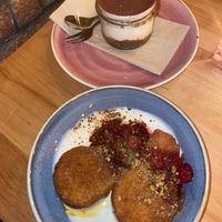 Tiramisu and a berry dessert I can’t remember the name for - it was delicious  at Chutnej in Prague
