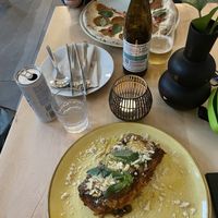 Lasagne and pizza Picante  at Chutnej in Prague