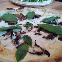 Funghi pizza at Chutnej in Prague