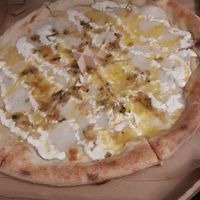 Four cheese pizza take out at Chutnej in Prague