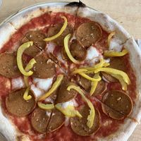 Salami pizza  at Chutnej in Prague