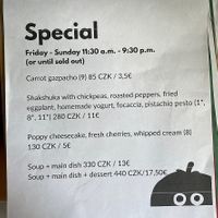 Menu  at Chutnej in Prague