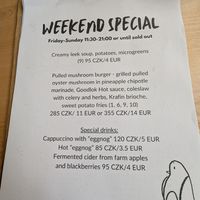 Menu at Chutnej in Prague