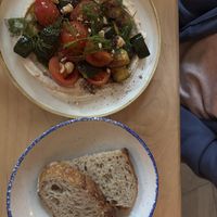 Grilled courgette and hummus   at Chutnej in Prague