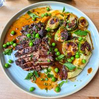Lion's Mane Steak - mashed potatoes, mushroom demi-glace, green beans at Chutnej in Prague