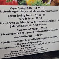 Vegan menu on their tissue dispenser at Mrs 7 Pho in Wildomar