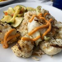 Cauliflower stake with rice and veggies! Absolutely delicious!  at KoKo Cabana in Oak Island