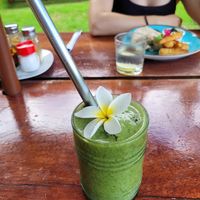 Green smoothie with coconut water at AmaSer in Puerto Viejo De Talamanca