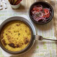 Pastel de choclo with “chilean salad"  at El Vegan in Santiago
