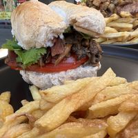 Oyster mushroom sandwich  at Fuente Rica Rica in Santiago